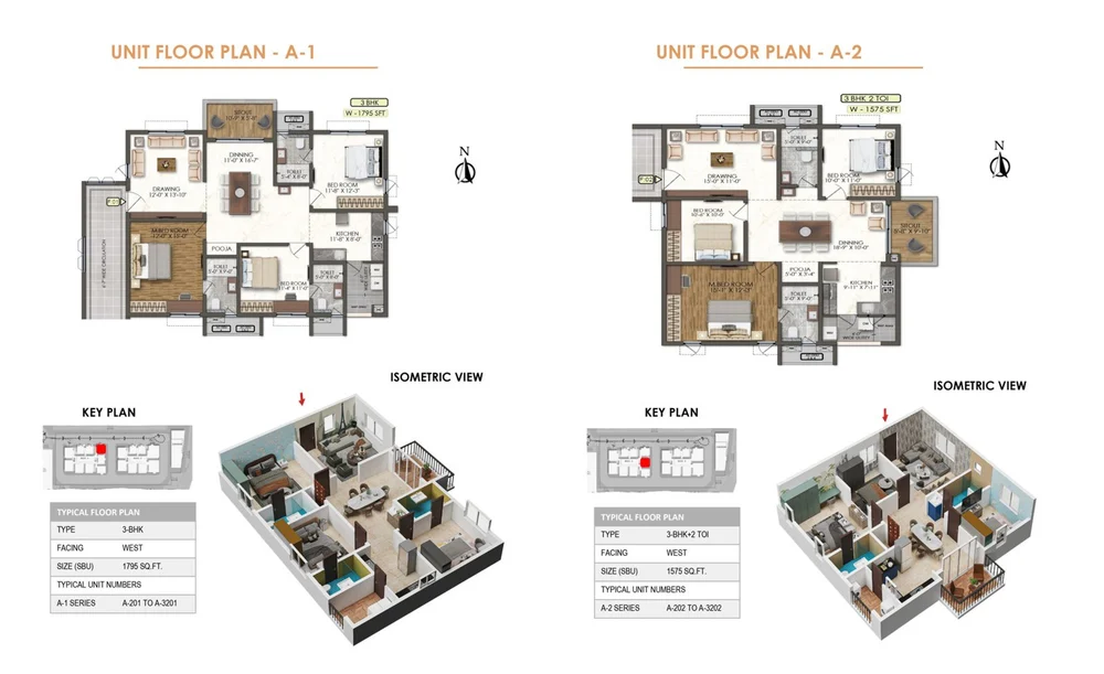 Bricks Marvella Tower A floor plan for units 1 and 2
