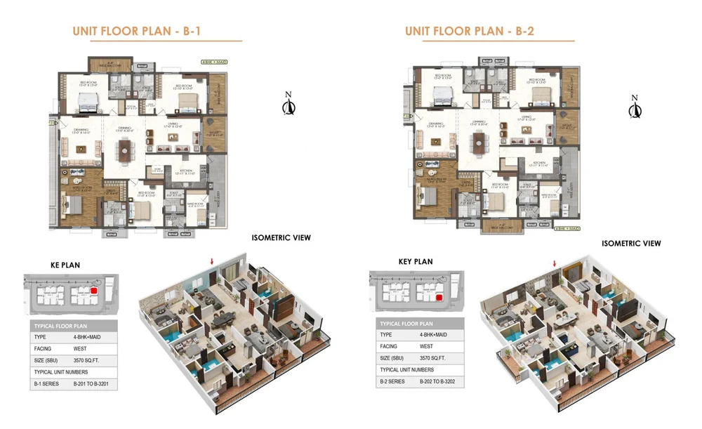 Bricks Marvella Tower B floor plan for units 1 and 2