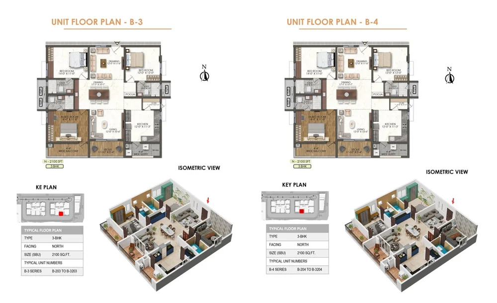Bricks Marvella Tower B floor plan for units 3 and 4